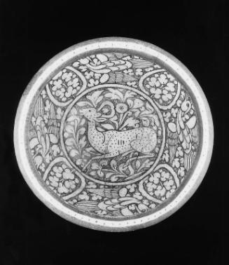 Bowl with quadruped, flying birds, and lotus flowers