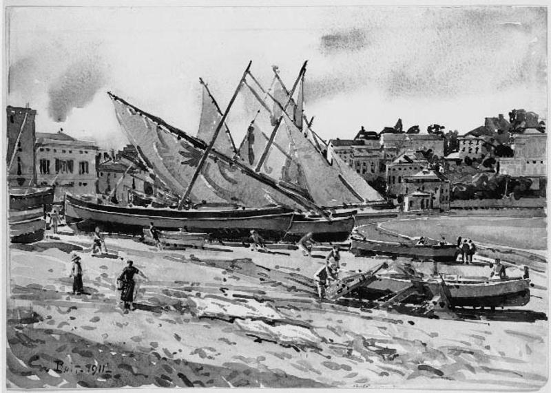 Boats Drying their Sails, Beach of Sestri Levante, Italy
