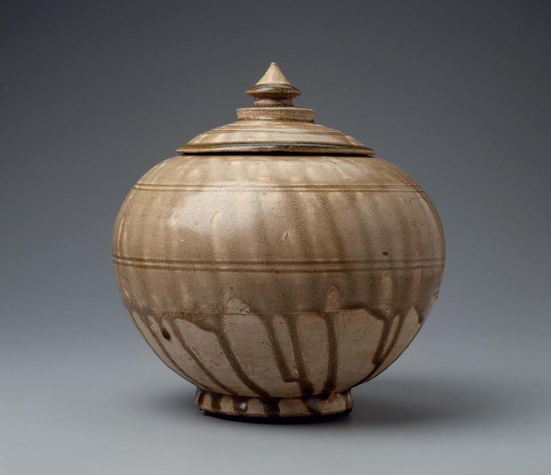 Globular jar with conical cover