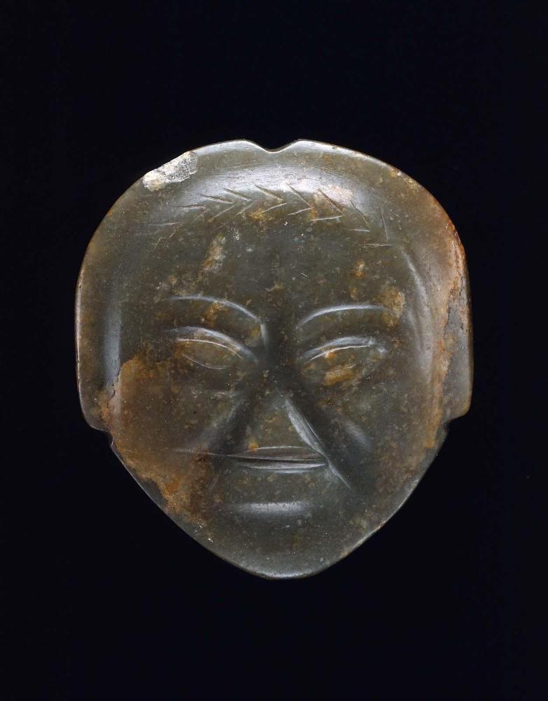 Hongshan jade pendant with human face