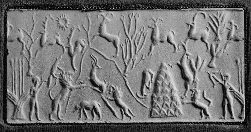 Cylinder seal: hunting scene in mountains