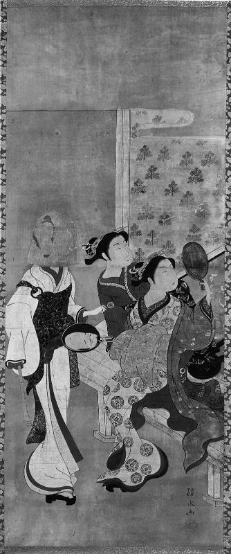 Komusô and Two Courtesans