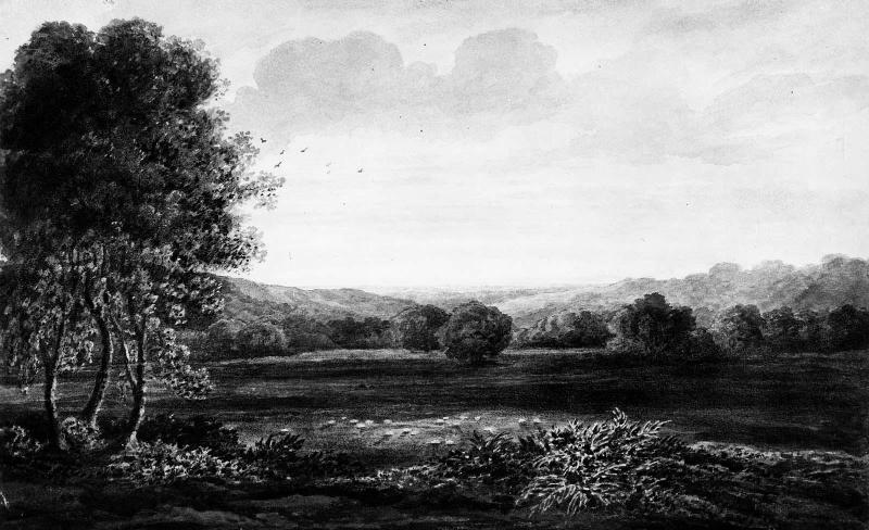 Meadow and Hills: Sunset (recto) Rocky Moorland (verso)