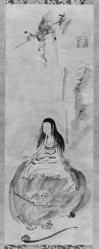 Monju, the Bodhisattva of Wisdom, on a Lion