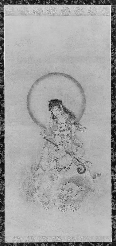 Monju, the Bodhisattva of Wisdom, on a Lion