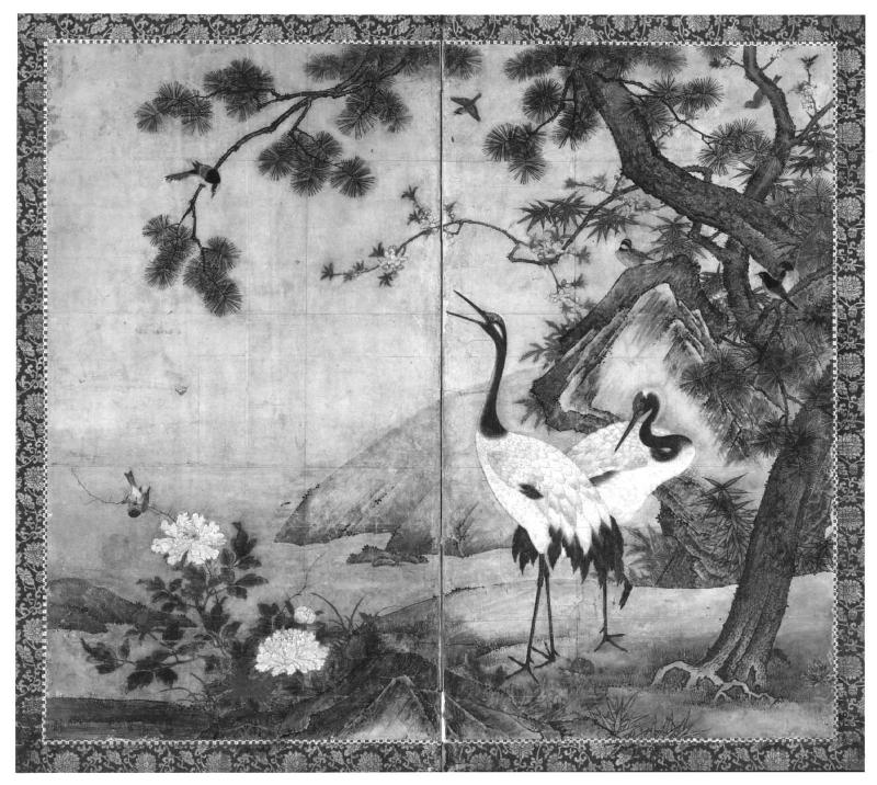 Cranes Under Pine Tree
