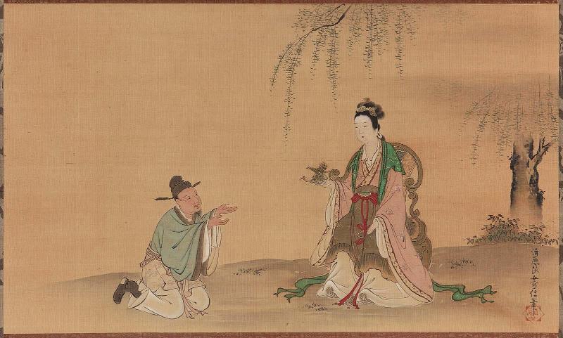Yang Guifei (Yôkihi) Giving her Hair Ornaments to a Messenger