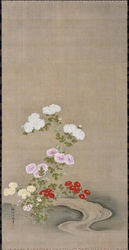 Chrysanthemums by a Stream