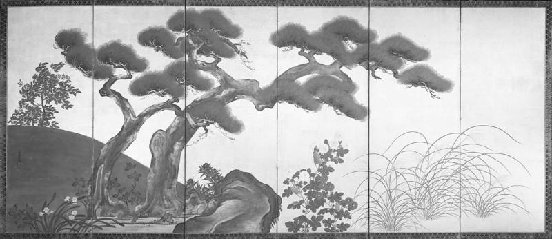 Pine with Flowers and Grasses of the Four Seasons