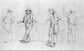 Study for "Militia Training": The Fiddler and Three other Figures