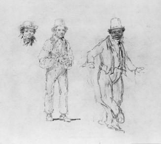 Study for "Militia Training": Three Men, One Dancing