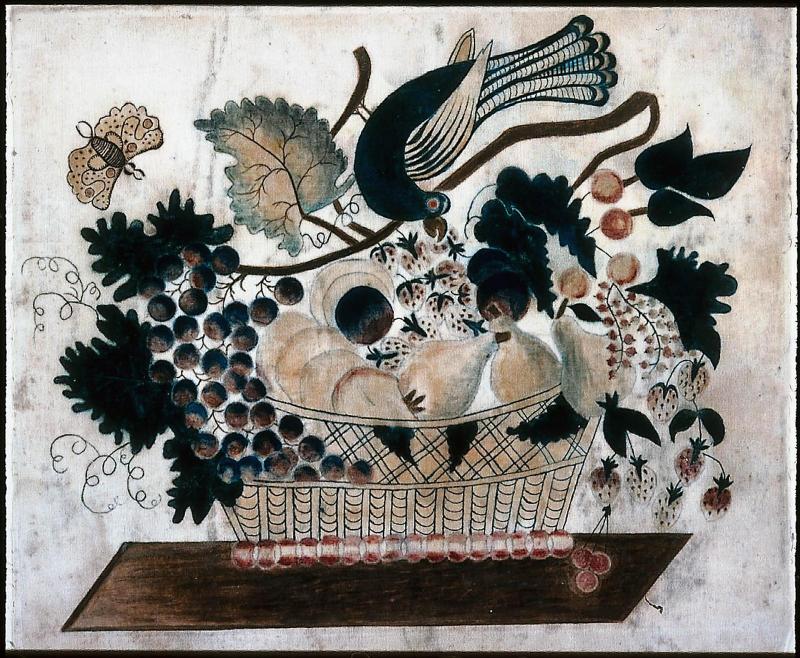 Bird Picking Strawberries from Basket of Fruit II