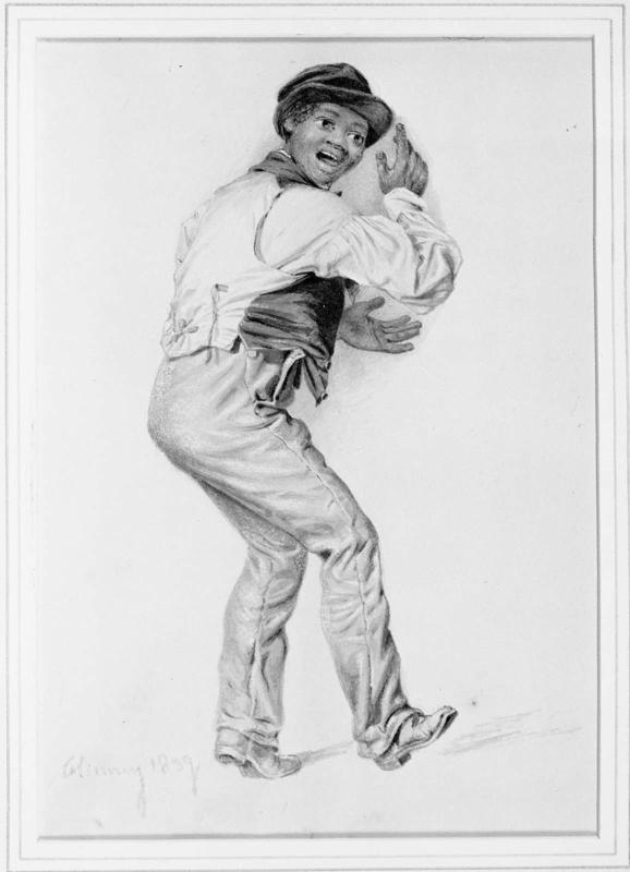 Study for "Militia Training": Boy Singing and Dancing