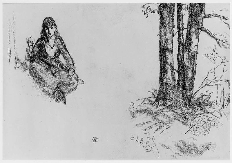 Landscape Study of Seated Girl and Trees