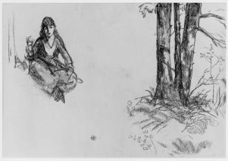 Landscape Study of Seated Girl and Trees