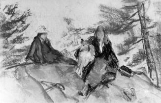 Figures in Landscape with Collie Dog
