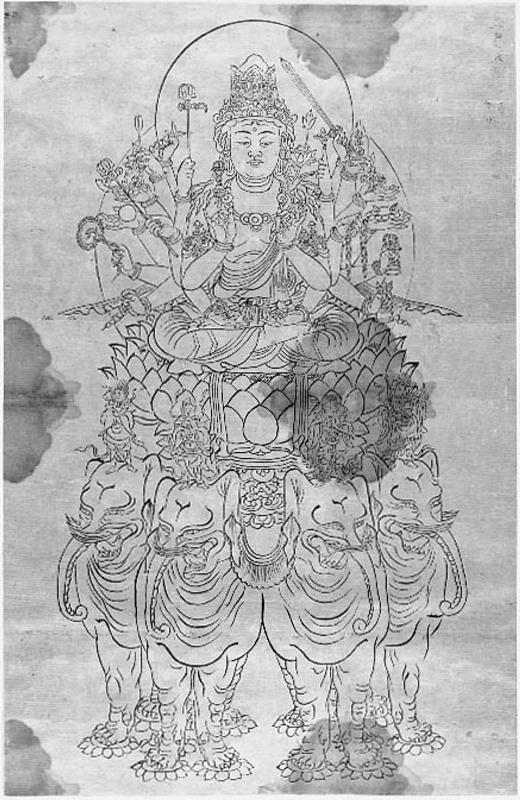 Iconographic Drawing of Fugen enmei, the Bodhisattva of Universal Virtue Who Prolongs Life