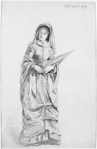 Lady Holding a Folded Umbrella