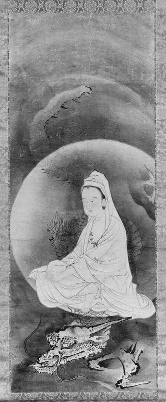 Kannon, the Bodhisattva of Compassion, on a Dragon