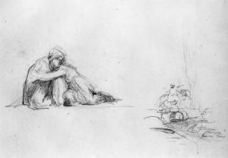 Two Studies: Kneeling Figures Embracing; Horsemen on a Bridge