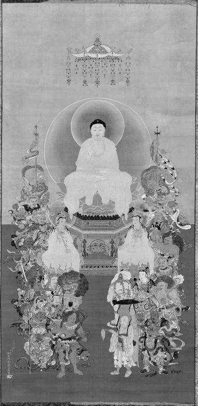 Shaka, the Historical Buddha, and the Sixteen Protectors of the Daihannya-kyô