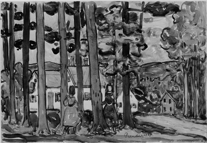 Two Girls in a New England Woodland