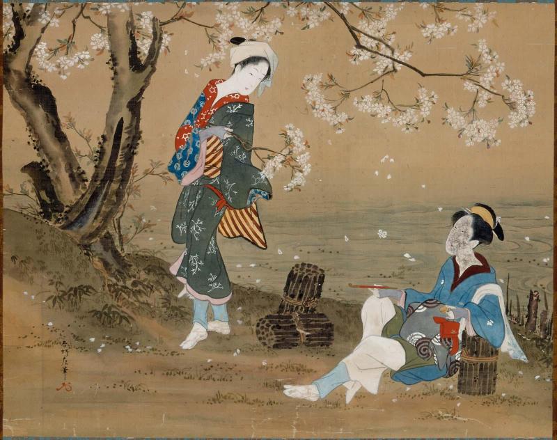 Woman from Ôhara Resting Under a Cherry Tree
