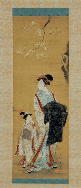 Courtesan and Child Attendant under a Cherry Tree