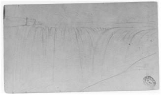 (Recto): View of cliff with waterfall; (Verso): Sketch of waterfall