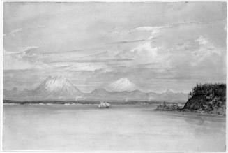 North Pacific Waterway with two Mountains