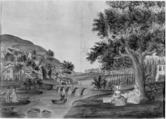 Pastoral Landscape with Arched Stone Bridge and Town