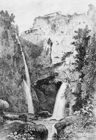 Italian landscape with waterfall (The Falls of Tivoli) (Cascades at Tivoli)
