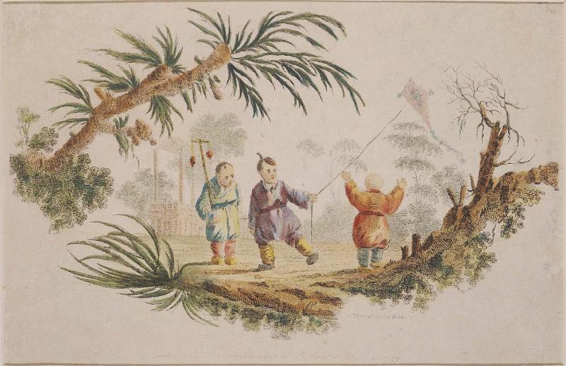 Children flying a kite