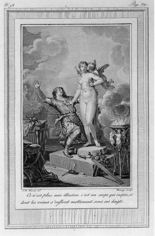 "Pygmalion" (from "Les Metamorphosis d'Ovide", vol. 3, opp. p. 320, Paris, 1806), By:  Jean Mic…