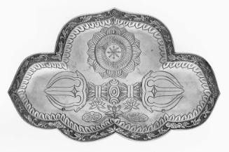 Ritual tray (for use with the three-pronged vajra-handled bell) (from a set of five bells and ritual trays)