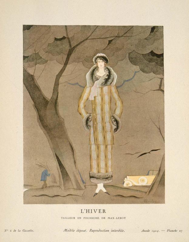 "L'Hiver - Tailleur en fourrure, de Max-Leroy," plate 27 from Gazette du Bon Ton, No. 6