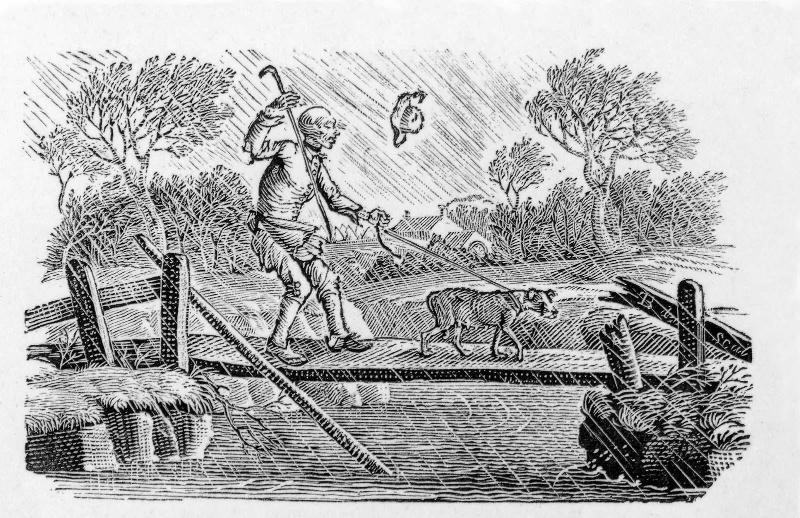 Restricted: For reference only; Blind Man led over a bridge by his dog