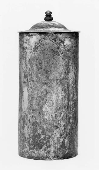 Sutra container with decoration of an image of Monju