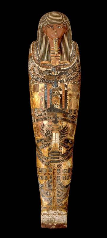 Mummy case and mummy of Penu