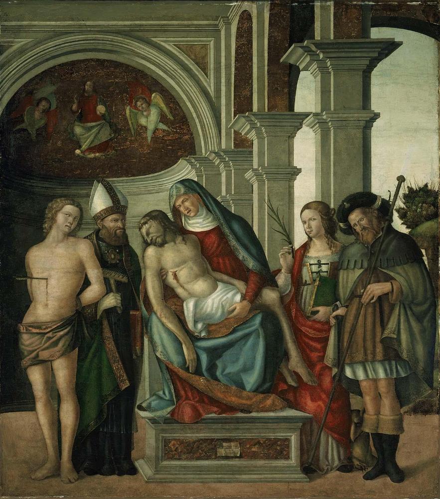 Virgin Holding the Dead Christ, with Saints Sebastian, Blaise, Margaret and James the Great