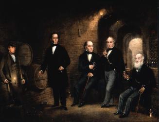 Four Wine Tasters in a Cellar