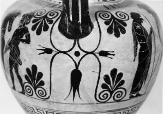 Two-handled jar (amphora) with the departure of a warrior