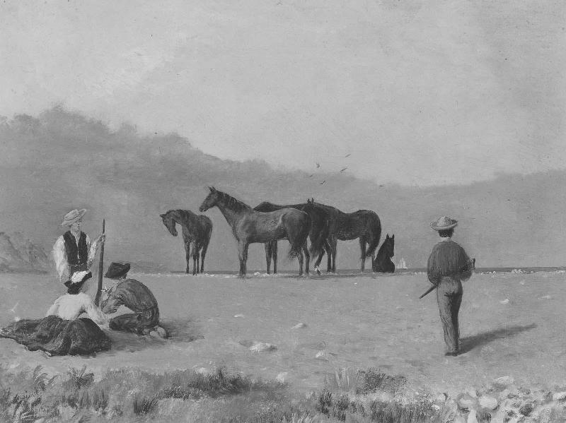 Horses and Hunters by the Sea