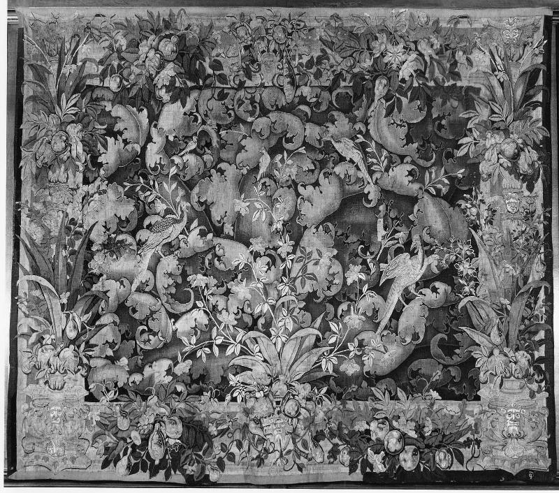 Tapestry: Verdure with Giant Leaves (probably from a series of verdure hangings)
