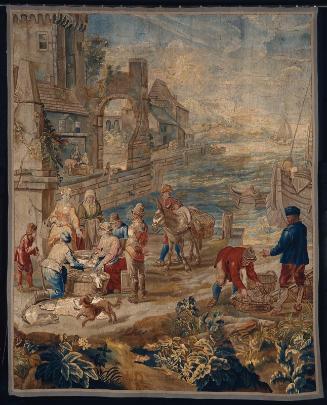 Tapestry: The Fish Market (fragmentary tapestry from a series of rustic genre scenes)