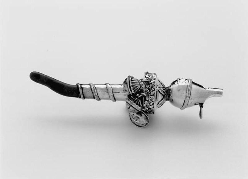 Child's whistle and bells with coral teether