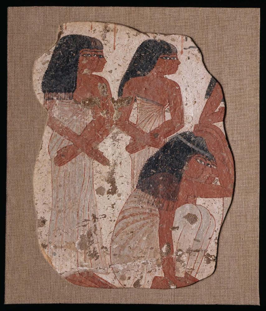 Tomb painting with scene of mourning women