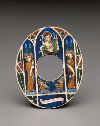 Oval Plaque with Saint Edmund and Angels