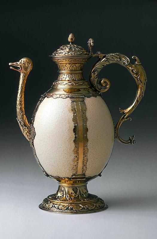 Ostrich egg ewer