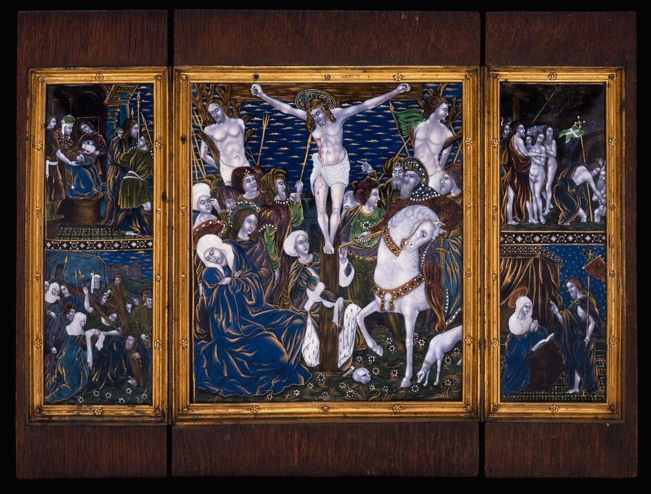 Triptych with: Pilate Washing His Hands, Christ Carrying the Cross, The Crucifixion, Harrowing of Hell and The Appearance of Christ to His Mother